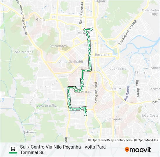 7014 SUL / CENTRO VIA NILO PEÇANHA  Line Map