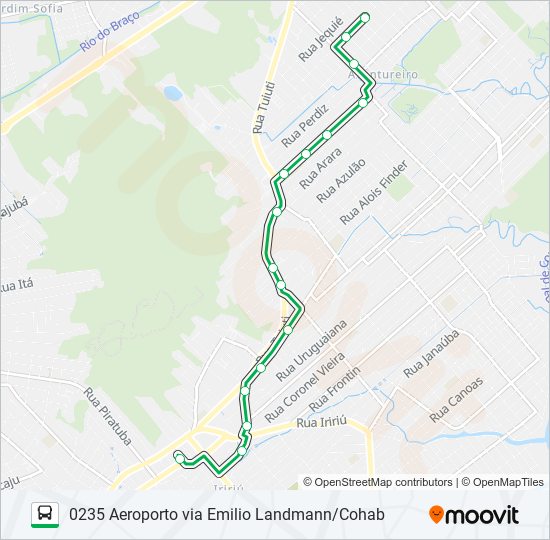 Mapa da linha 0235 AEROPORTO VIA EMILIO LANDMANN/COHAB de ônibus