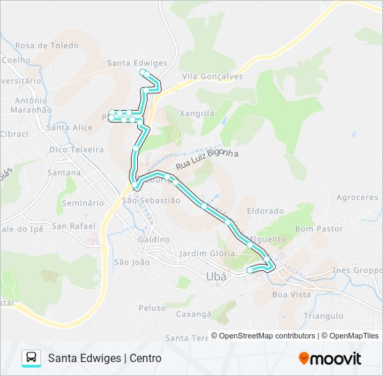 Rota da linha santa edwiges centro horários, paradas e mapas Centro