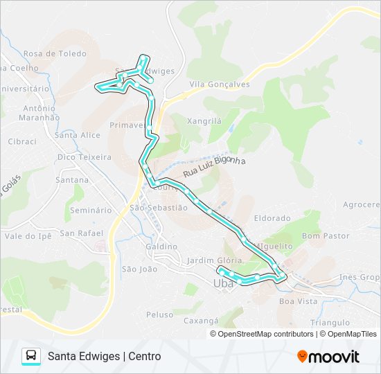 Mapa da linha -04 SANTA EDWIGES | CENTRO de ônibus