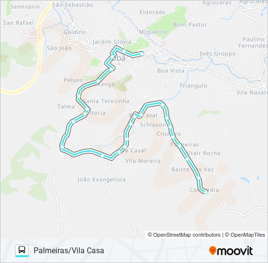 Mapa da linha -03 PALMEIRAS/VILA CASAL | CENTRO de ônibus