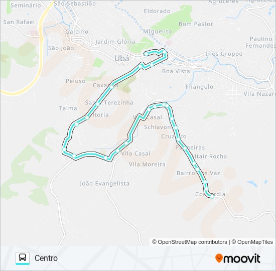 Mapa da linha -03 PALMEIRAS/VILA CASAL | CENTRO de ônibus