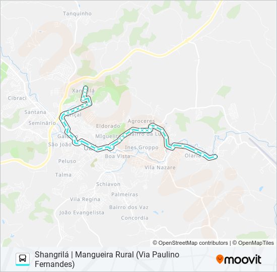 Mapa da linha -09 SHANGRILÁ | MANGUEIRA RURAL (VIA PAULINO FERNANDES) de ônibus