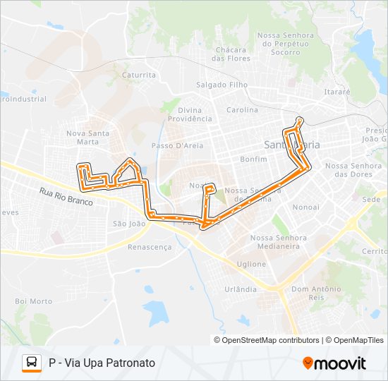 Mapa da linha 156 PRADO de ônibus