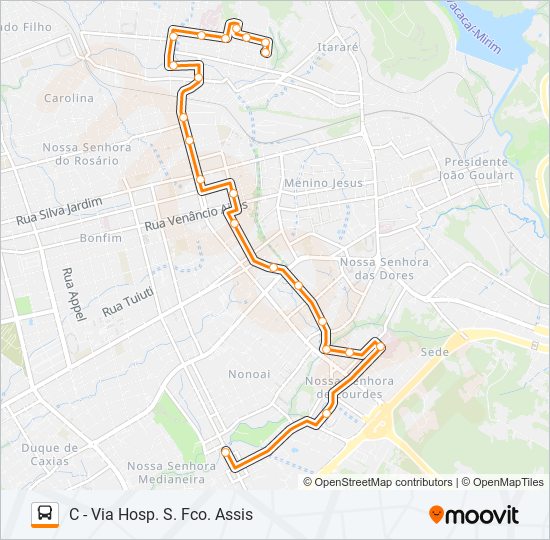 Mapa da linha 221 NONOAI de ônibus