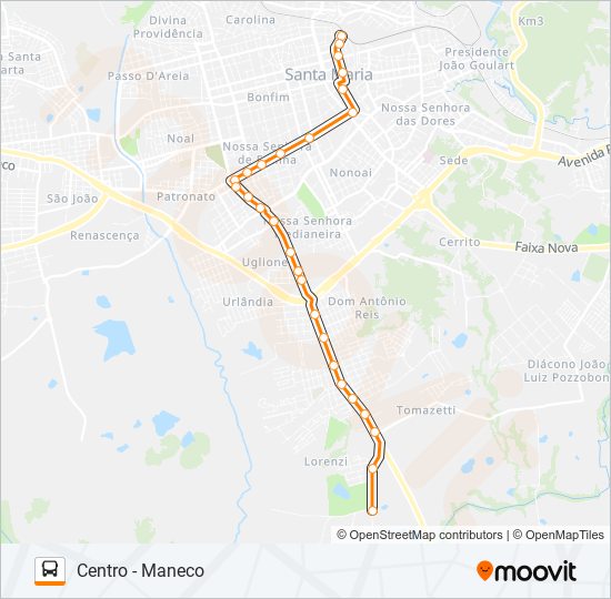 Mapa de 180 MINUANO de autobús