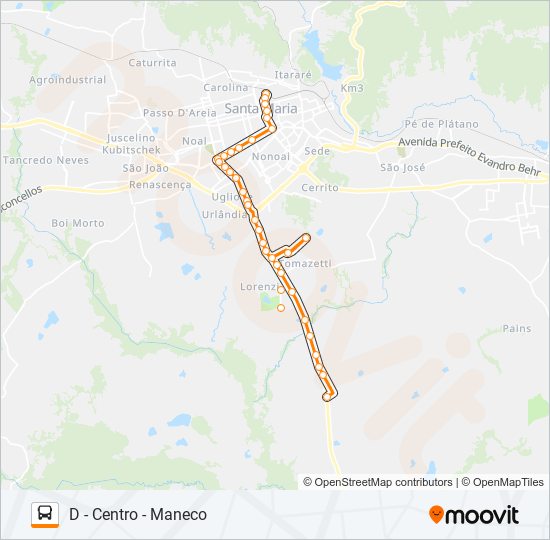 Mapa de 180 MINUANO de autobús