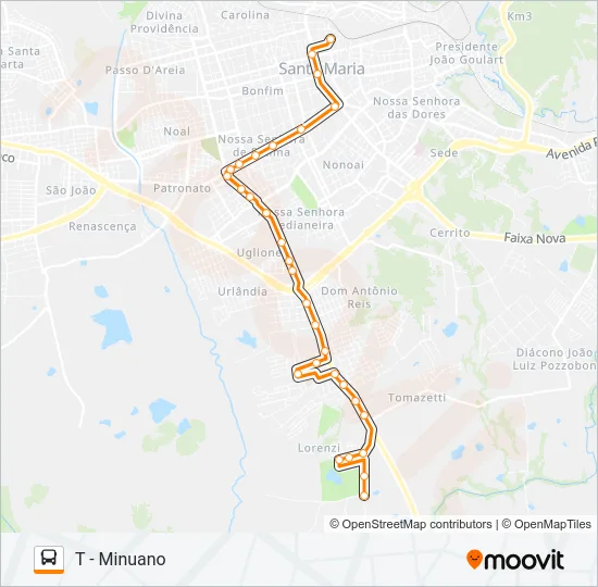 180 MINUANO Bus Line Map
