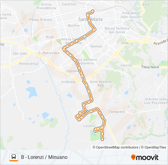 Mapa de 180 MINUANO de autobús