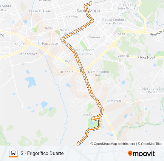 Mapa da linha 180 MINUANO de ônibus