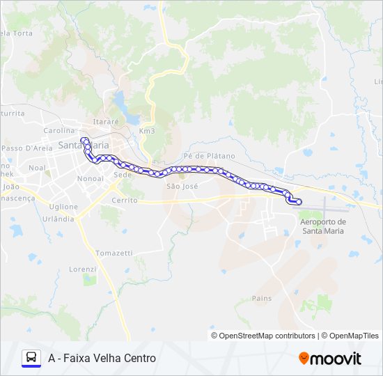 Mapa da linha S100 CAMOBI de ônibus