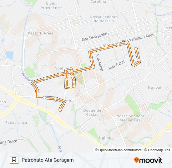 Mapa da linha 162 PATRONATO de ônibus