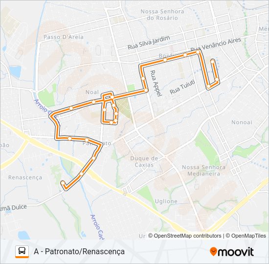 Mapa da linha 162 PATRONATO de ônibus