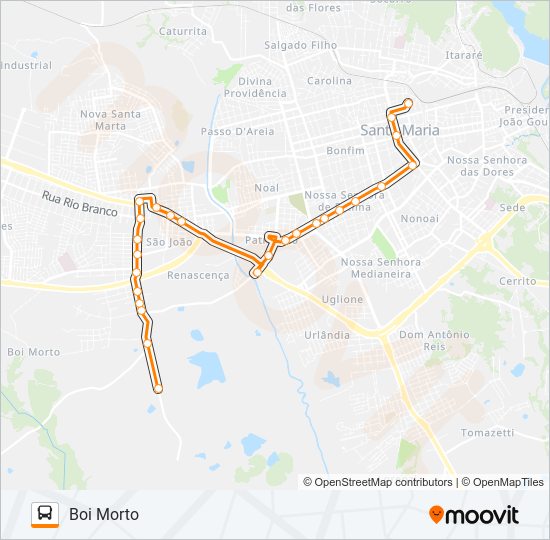 Mapa da linha 168 BOI MORTO de ônibus