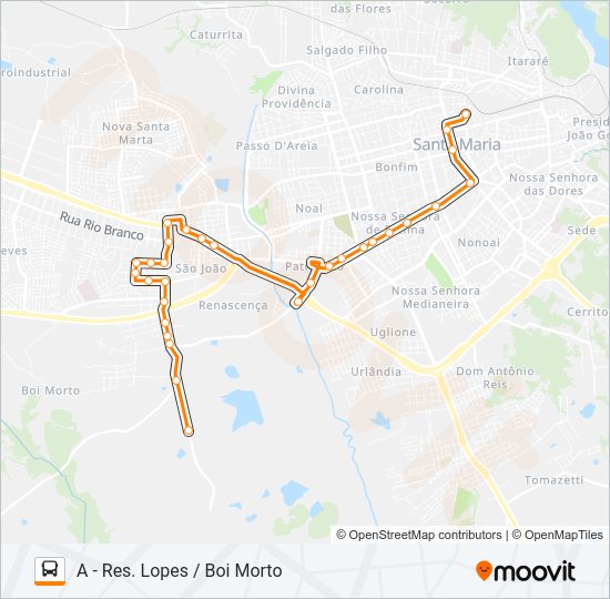 Mapa da linha 168 BOI MORTO de ônibus