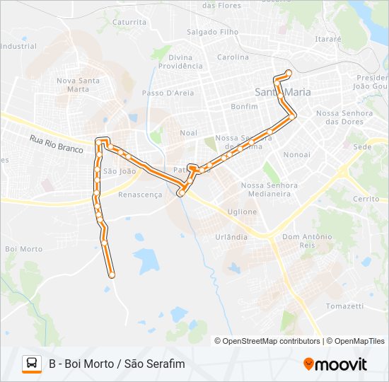 Mapa da linha 168 BOI MORTO de ônibus