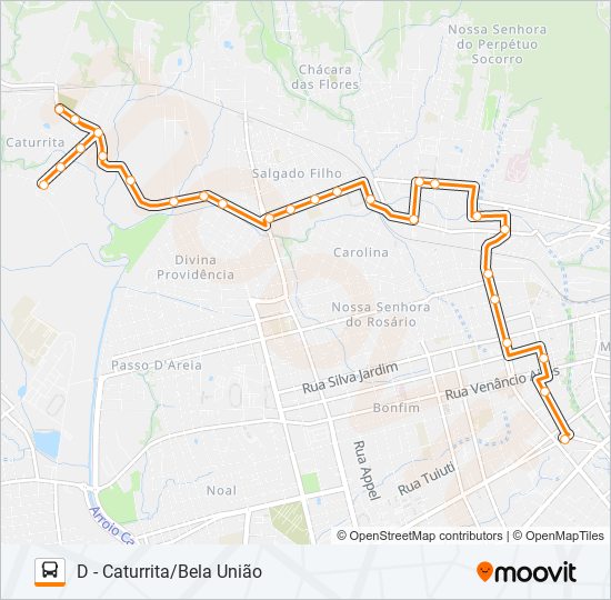 Mapa da linha 145 BELA UNIÃO de ônibus