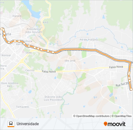 Mapa de 196 UNIVERSIDADE de autobús