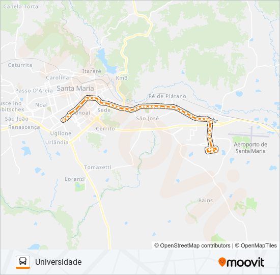 Mapa de 196 UNIVERSIDADE de autobús