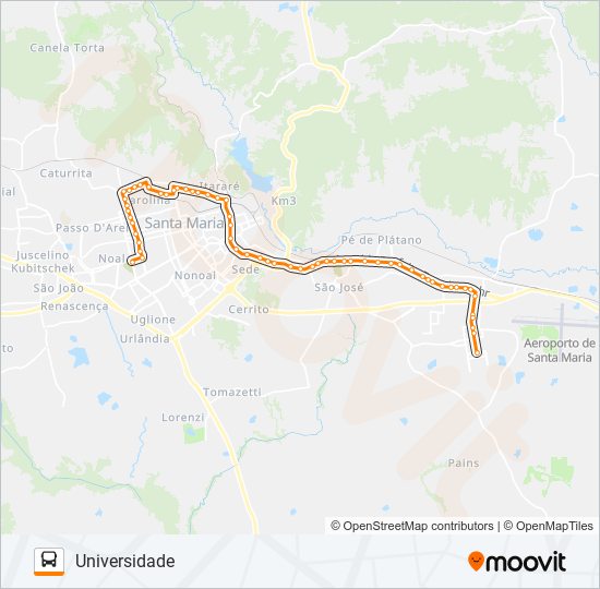 196 UNIVERSIDADE bus Line Map
