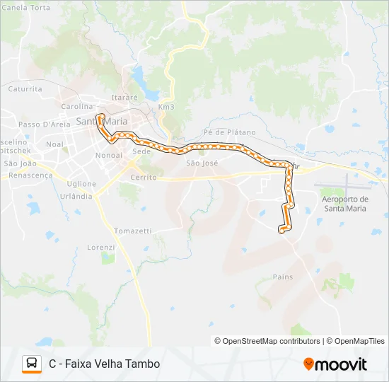 196 UNIVERSIDADE Bus Line Map
