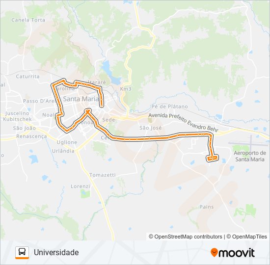 196 UNIVERSIDADE bus Line Map