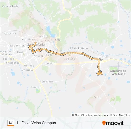 196 UNIVERSIDADE Bus Line Map