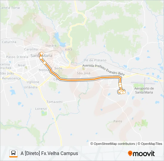 196 UNIVERSIDADE Bus Line Map