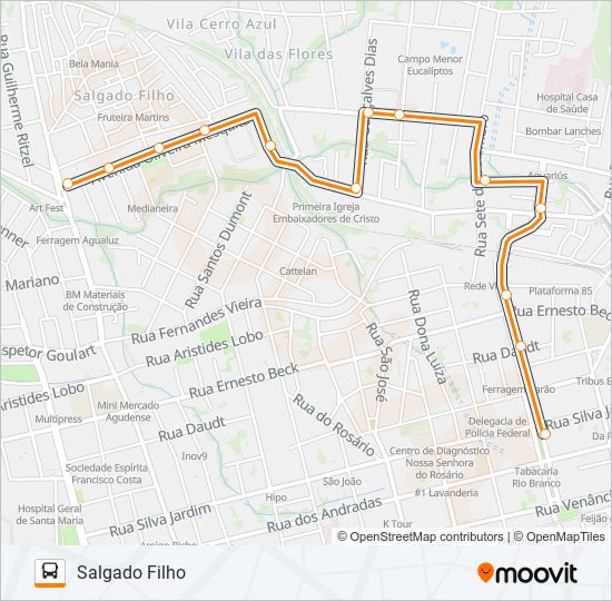 Rota da linha 013: horários, paradas e mapas - Cohab/Salgado Filho Via Upa  (Atualizado)