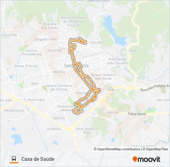 Mapa de 222 CASA DE SAÚDE de autobús