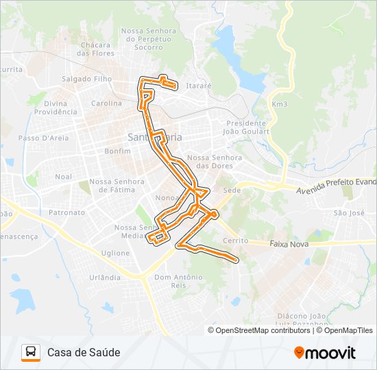 Mapa de 222 CASA DE SAÚDE de autobús