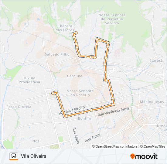 Mapa da linha 236 VILA OLIVEIRA de ônibus