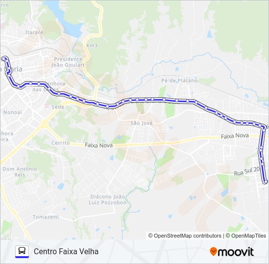 Mapa da linha S196 UNIVERSIDADE de ônibus