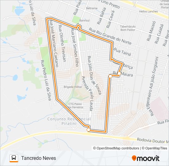 Mapa da linha 160 TANCREDO NEVES de ônibus