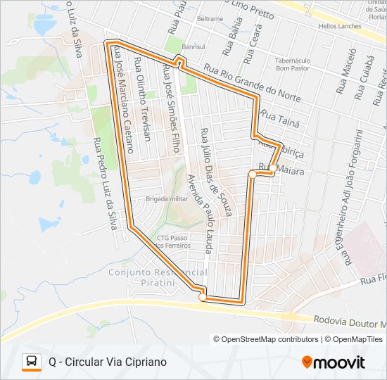Mapa da linha 160 TANCREDO NEVES de ônibus