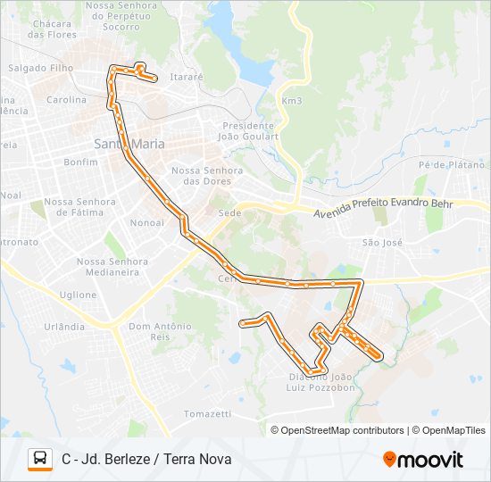 Mapa da linha 226 JARDIM BERLEZE de ônibus