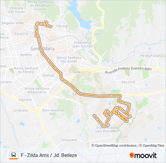 Mapa de 226 JARDIM BERLEZE de autobús