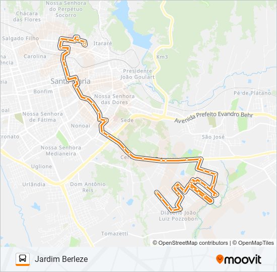 Mapa de 226 JARDIM BERLEZE de autobús