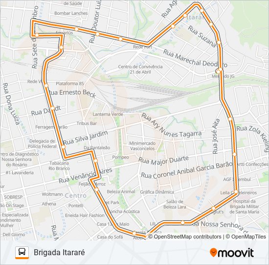 Mapa da linha 541 BRIGADA ITARARÉ de ônibus
