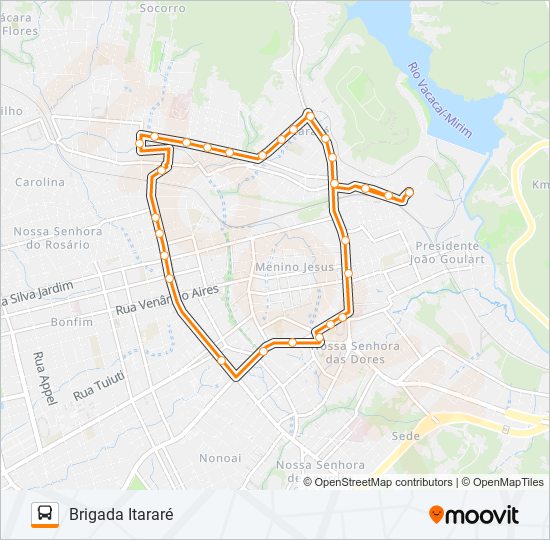 Mapa da linha 541 BRIGADA ITARARÉ de ônibus