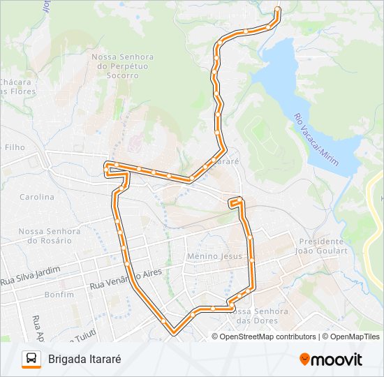 Mapa da linha 541 BRIGADA ITARARÉ de ônibus