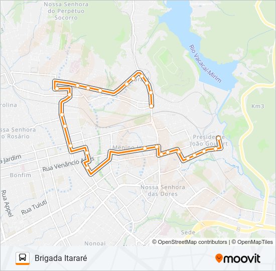 Mapa da linha 541 BRIGADA ITARARÉ de ônibus