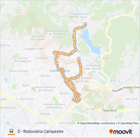 Mapa da linha 541 BRIGADA ITARARÉ de ônibus
