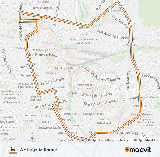 Mapa da linha 541 BRIGADA ITARARÉ de ônibus