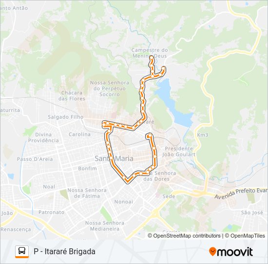 Mapa da linha 541 BRIGADA ITARARÉ de ônibus