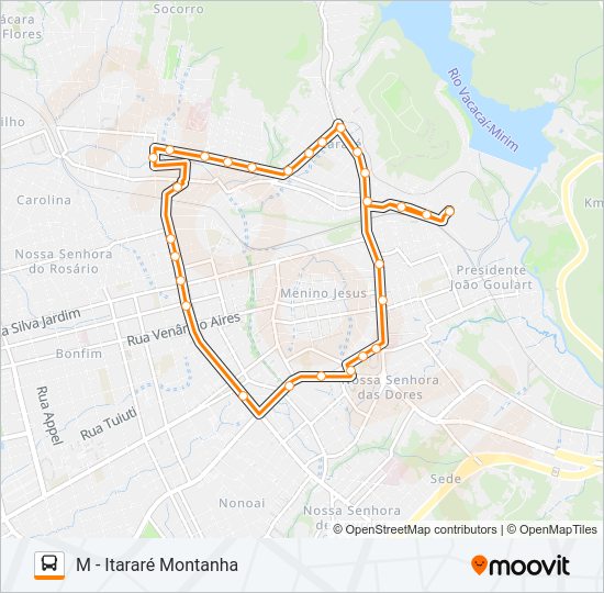 Mapa da linha 541 BRIGADA ITARARÉ de ônibus