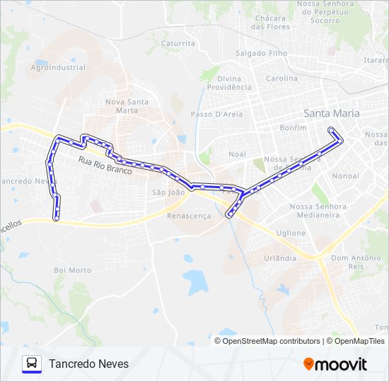Mapa da linha S160 TANCREDO NEVES de ônibus