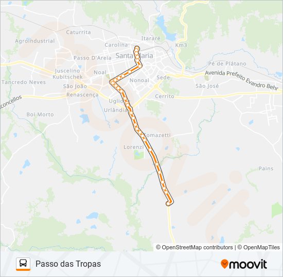 Mapa da linha 181 PASSO DAS TROPAS de ônibus