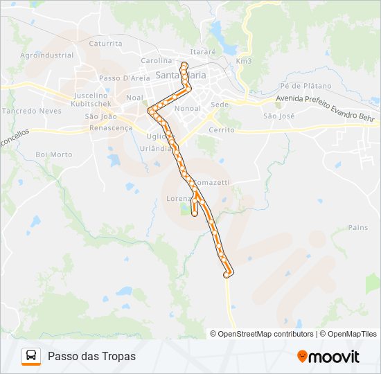 Mapa de 181 PASSO DAS TROPAS de autobús