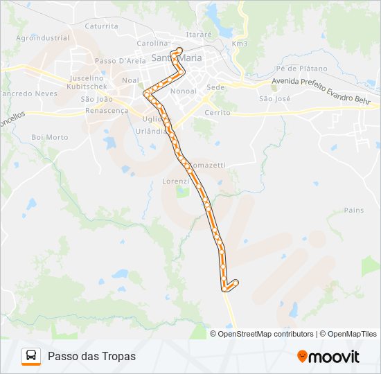 Mapa da linha 181 PASSO DAS TROPAS de ônibus